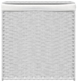 fehér polyrattan szennyeskosár 2 rekesszel 53x33x57 cm