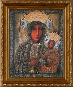 Vászonkép 31x26 Szűz Mária Arany Díszített Keret