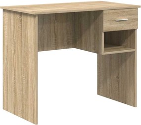 vidaXL Asztal fiókkal polcokkal Sonoma tölgy 90 x 49 x 75 cm Faanyag