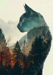 Poszter 25x35cm Macskaszellem erdő