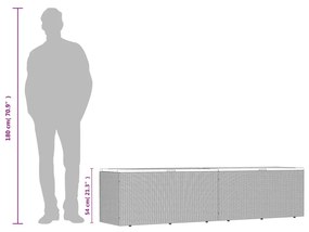 bézs polyrattan és akácfa kerti tárolóláda 220 x 50 x 54 cm