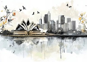 Vászonkép Canvas Város Panoráma Sydney Opera House Vázlat 40x40