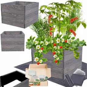 Fa virágtartó zöldséges ágyás magasított láda 45x80x60