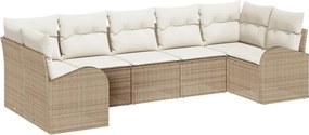vidaXL Kerti Kanapé Szett párnával 7 pcs Beige és Fehér polirattan