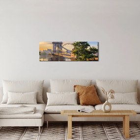 Kép - Híd a folyón, Budapest, Magyarország (órával) (90x30 cm)