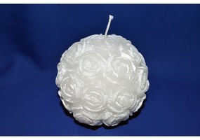 Virágos Gömb Esküvői Fehér Gyertya 9 cm