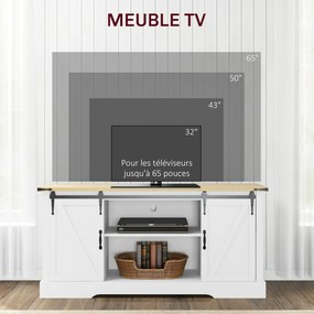 HOMCOM Oldaltároló, tárolószekrény, 2 csúszóajtóval és állítható polcokkal, nappaliba, étkezőbe, folyosóra, 150L x 40W x 72H cm, fehér tölgyből | Aoso