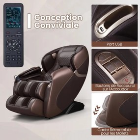 Premium Elektromos Shiatsu masszázsfotel, „Zero Gravity” funkcióval, barna