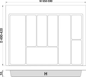 Fiókbetét Rejs Max 700MM Evőeszköztartóhoz 450/500 Antracit