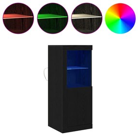 LED világítással rendelkező oldalszekrény fekete tölgy 41x37x100 cm