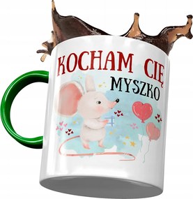 Zöld bögre egérrel Aranyos Ajándék Nyomtatott Fotóval