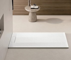 Zuhanytálca - kőhatású, strukturált pala - kompozit ásvány - Viva ES - matt fehér - 90 x 90 x 3 cm