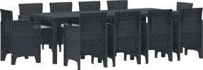 vidaXL Kert étkező szett 11 pcs Antracit Polipropilén