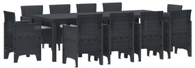 vidaXL Kert étkező szett 11 pcs Antracit Polipropilén