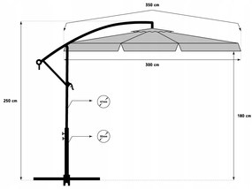 Összecsukható kerti napernyő - sötétszürke 350 cm
