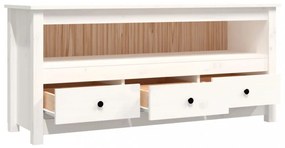 fehér tömör fenyőfa TV-szekrény 114x35x52 cm