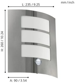 EGLO 88142 - Szenzoros kültéri fali lámpa CITY 1xE27/15W/230V IP44
