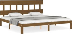 vidaXL mézbarna tömör fa ágykeret fejtámlával 200 x 200 cm