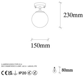 Bronzszínű mennyezeti lámpa üveg búrával ø 15 cm Atmaca – Opviq lights