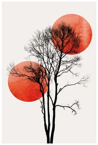 Művészeti nyomat Kubistika - Sun and moon hiding, (40 x 60 cm)