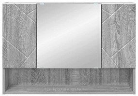 Fürdőszobai tükörszekrény Szürke sonoma 80 x 17 x 55 cm Faanyag