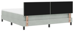 Boxspring Ágy Matraccal Világosszürke Szuper Király Bársony