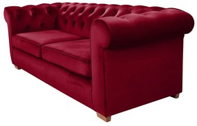 Oxford Chesterfield Kihúzható Kanapé, 88x216x75 cm, 3 személyes, piros