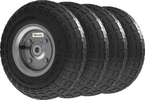 Outsunny 4 darabos pótgumi kerekek 255 mm átmérővel és 16 mm-es furattal kerti kocsikhoz, talicskákhoz és dömperekhez | Aosom