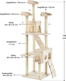 Macska kaparó fekvőhely 170 cm házikó/oszlop
