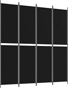 vidaXL 4 paneles fekete szövet térelválasztó 200x220 cm