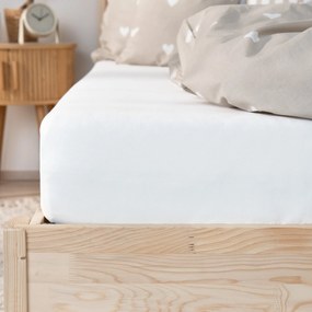 Goldea jersey körgumis lepedő - fehér 90 x 200 cm