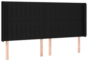 fekete szövet fejtámla szárnyakkal 183x16x118/128 cm