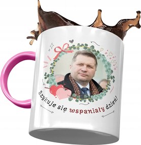 Bögre Rózsaszín Fekete Pis Ajándék Nyomtatott Fotóval