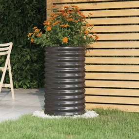 Antracitszürke porszórt acél kerti ültetőláda 40 x 40 x 68 cm