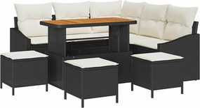 vidaXL Kerti Kanapé Szett párnával 9 pcs Fekete polirattan