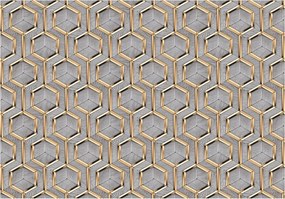 Fotótapéta Geometrikus Szürke-arany vinil hexagonok 460x300 +ragasztó