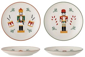 Krémszínű agyagkerámia desszertes tányér készlet karácsonyi mintával, 2 db-os, ø 16 cm Jolly – Bloomingville