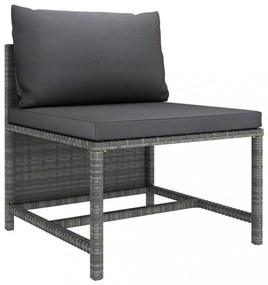 8 részes szürke polyrattan kerti bútorszett párnákkal