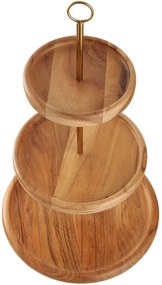 WALNUT diófa emeletes kínáló, 47,5 cm magas