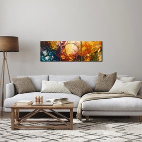 Kép - Absztrakt festmény a virágokról (órával) (90x30 cm)