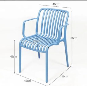 Műanyag szék TREGO kartámaszokkal, kék