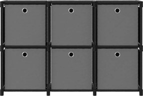 vidaXL 6 rekeszes fekete szövet bemutató polc dobozokkal 103x30x72,5cm