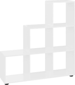 vidaXL magasfényű fehér szerelt fa lépcsős könyvespolc 142 cm