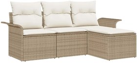 vidaXL Kerti Kanapé Szett párnával tárolóval 4 pcs Bézs Poli rattan