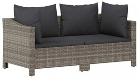 2 darabos szürke polyrattan kerti bútor szett párnákkal