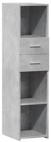 betonszürke szerelt fa magasszekrény 30 x 42,5 x 124 cm