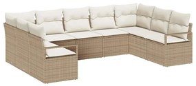 vidaXL Kerti Kanapé Szett párnával 9 pcs Beige és Fehér polirattan