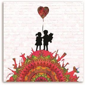 Gario Vászonkép Banksy falfestmény - gyerekek a dombon Méret: 60 x 60 cm