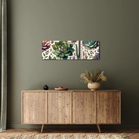 Kép - Pozsgás növények (órával) (90x30 cm)