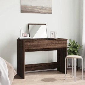 barna tölgy színű fésülködőasztal tükörrel 100x45x76 cm